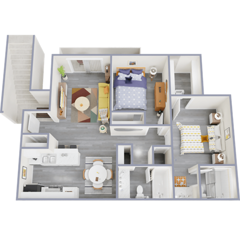 a floor plan of a 3 bedroom apartment